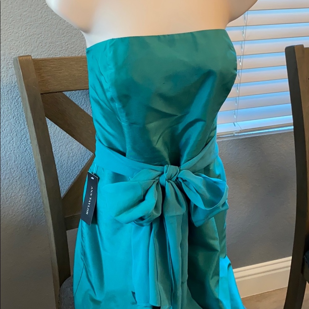 Ann Taylor Strapless Teal Green Dress 12